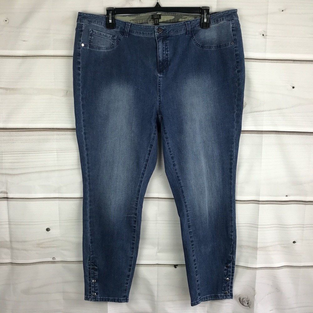 G.I.L.I. Jeans Womens 22W Dual Stretch Jegging Camo Pocket Medium Wash Denim